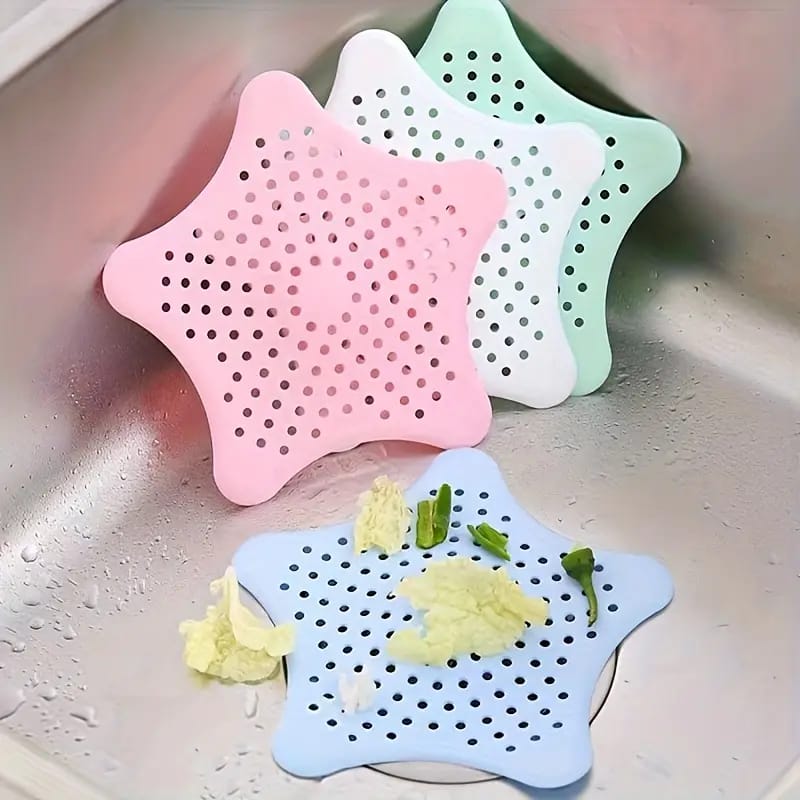 (Pack of 3) Basin Silicone Starfish Rubber and Sink Hair Catcher