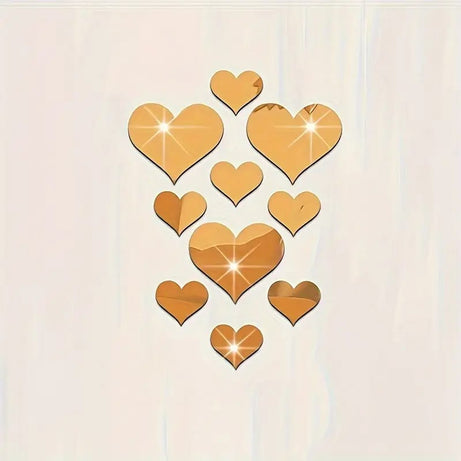 3D Stereoscopic Love Acrylic Mirror Heart Wall Stickers Decals Set for Home Decoration