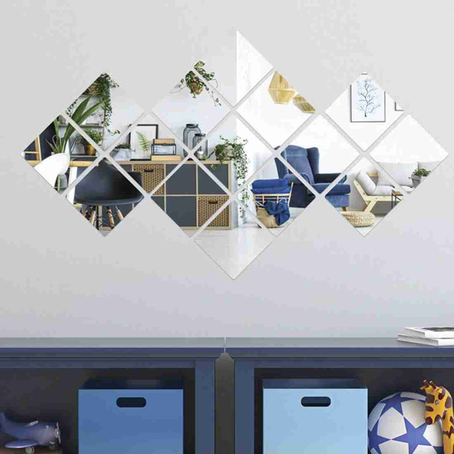 3D Acrylic Diamond Shape Self Adhesive Wall Arts Decals Stickers Set For Home Decoration