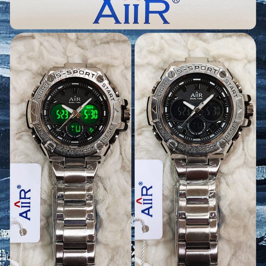 AIIR S Sports Dual Time Clock Chain Wristwatch For Men