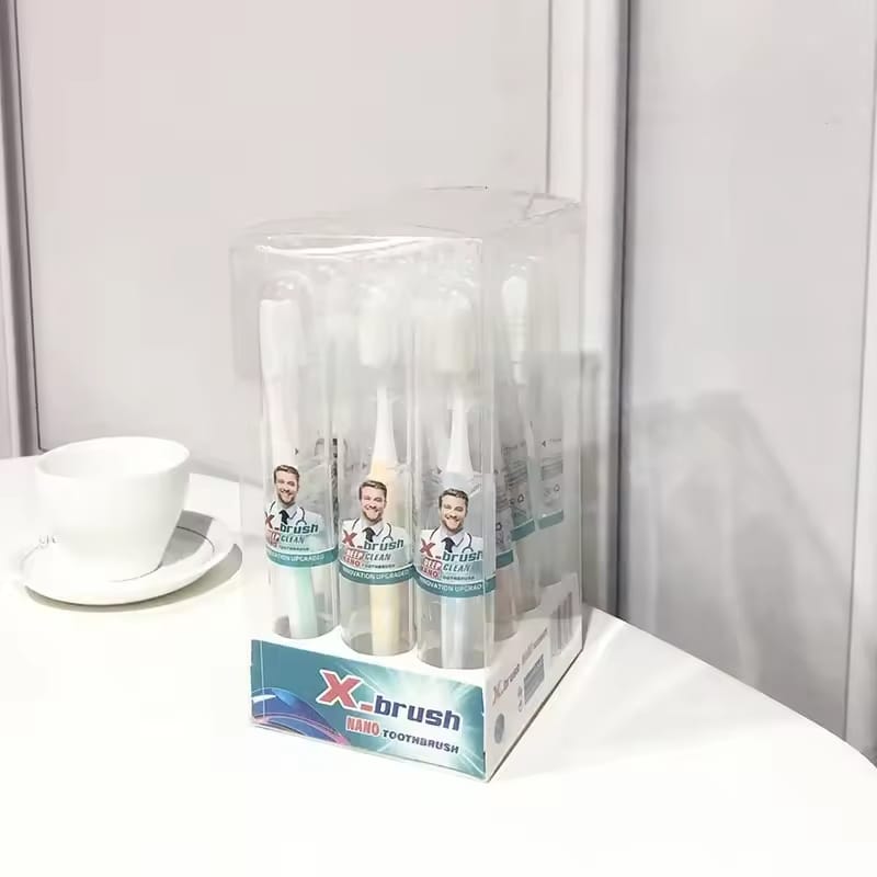 (Pack of 3) DR WARM Microfiber Compact Manual Unscented Ultra Soft Nano Charcoal Infused Bristle Toothbrushes Set Durable for Gum Care for Adults Use