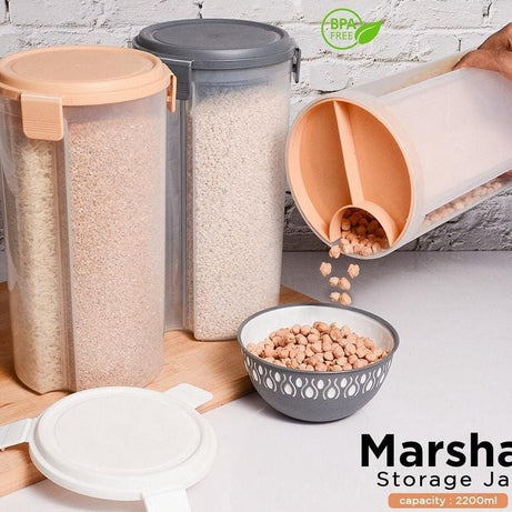 New 3 In 1 Marshal Storage Jar 2200ML For Food Storage Organizer Use in Home and Outdoor