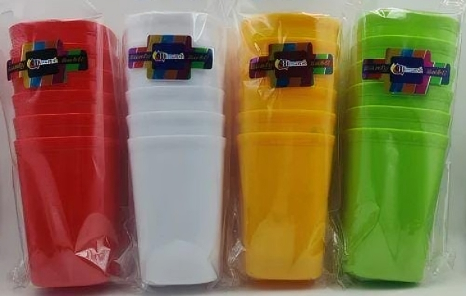 (Pack of 12) Plastic Prism Glass Set For Home and Outdoor Use