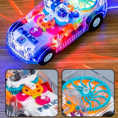 Desert Pickup Truck Transparent Gear Police Car Toy With Lights and Music For Kids