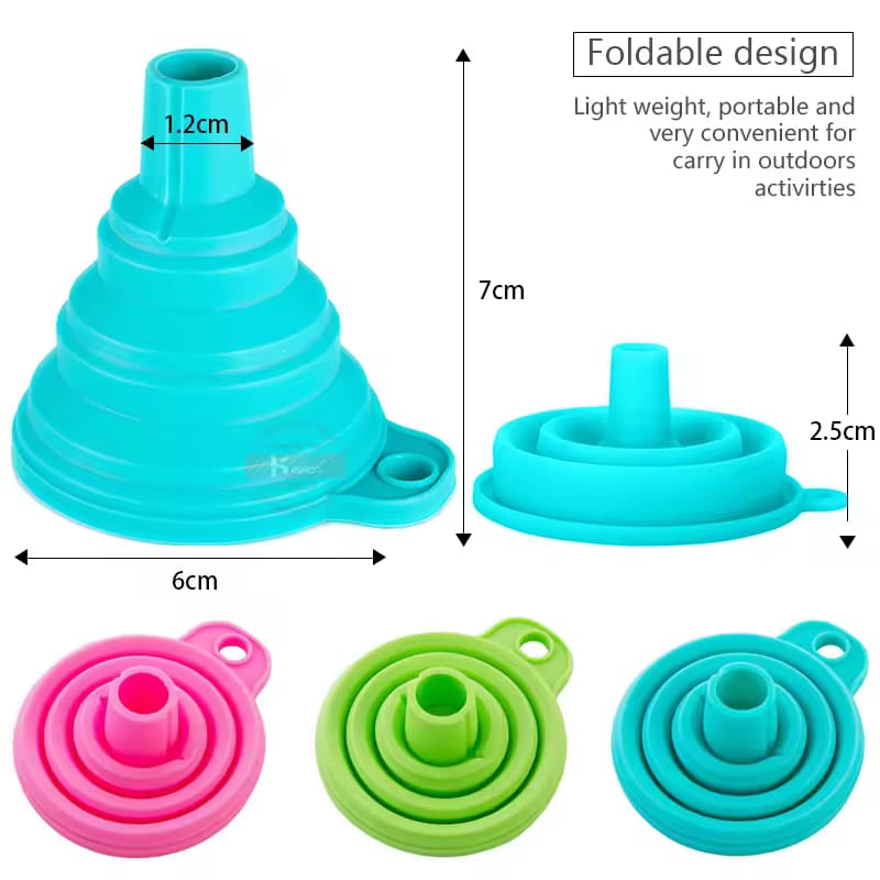 (Pack of 3) Foldable Silicone Small Food Grade Funnel for Filling Water Bottle Kitchen Liquid Transfer Hopper Tool