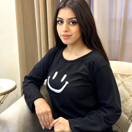 Black Smiley Face Style Night Dress