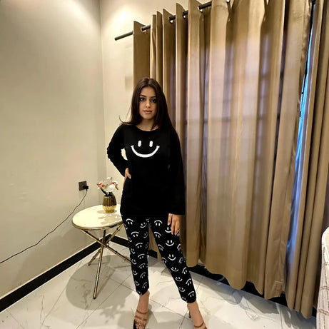 Black Smiley Face Style Night Dress