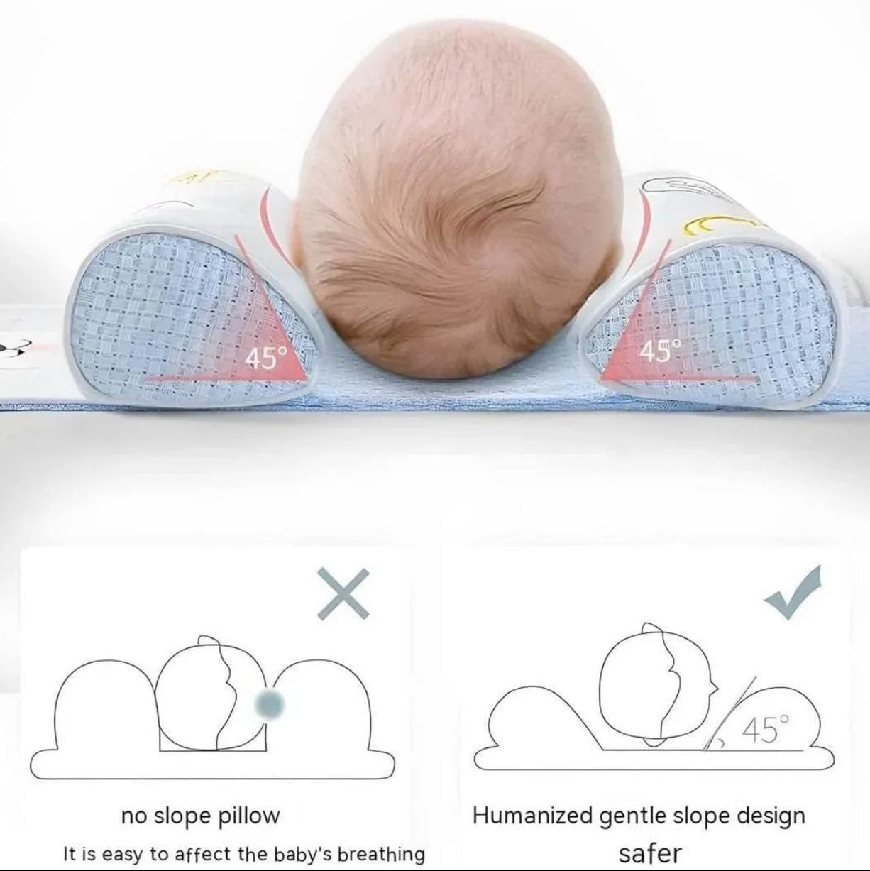 Adjustable Newborn Baby Head Shaping Pillow – Anti Flat Head Support