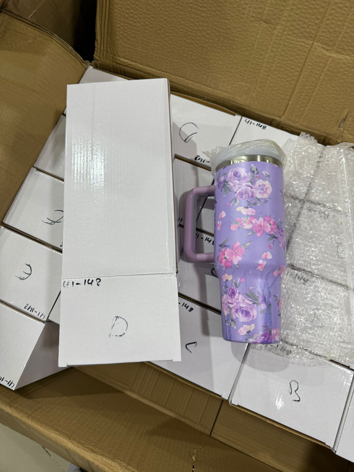 Cute Floral Tumbler with Straw