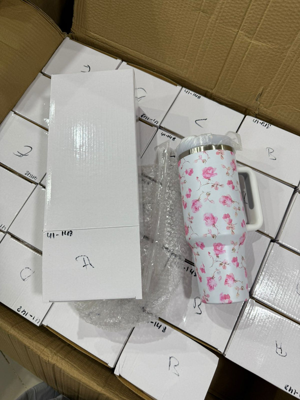 Cute Floral Tumbler with Straw