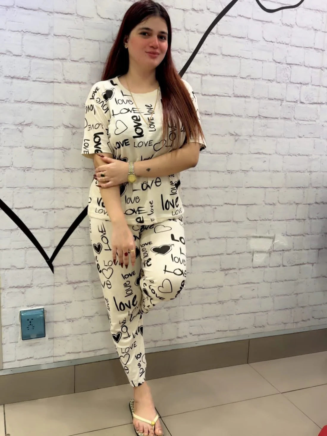White Love Printed Shirt and Trouser