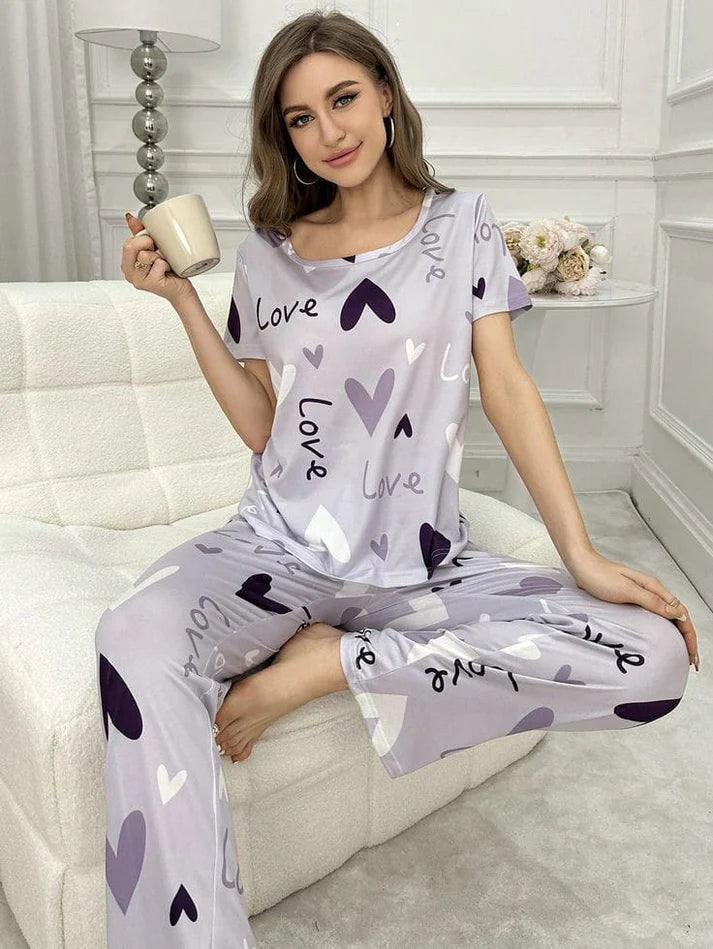 Purplish Love Glow Night Suit