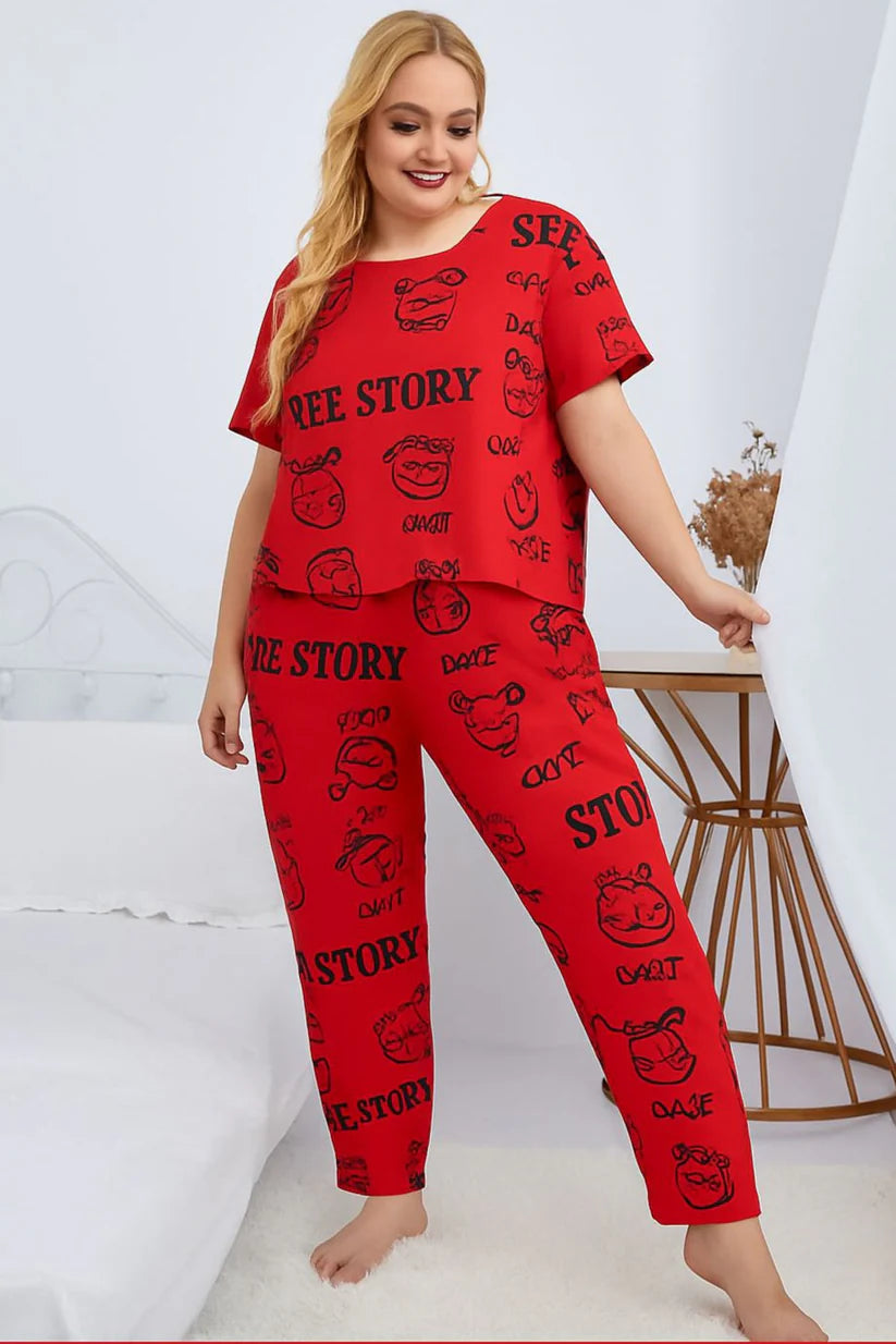 Red Dream Story Night Suit