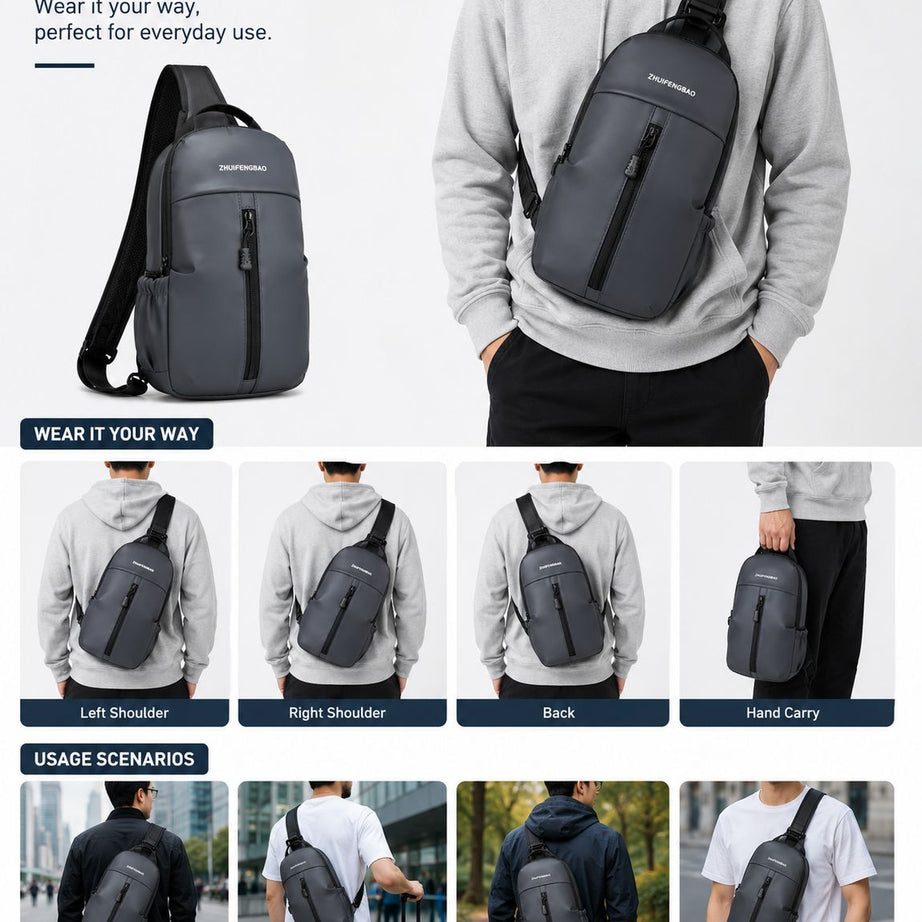 Grey Travel Crossbody Anti-Theft Sling Bag (Copy)