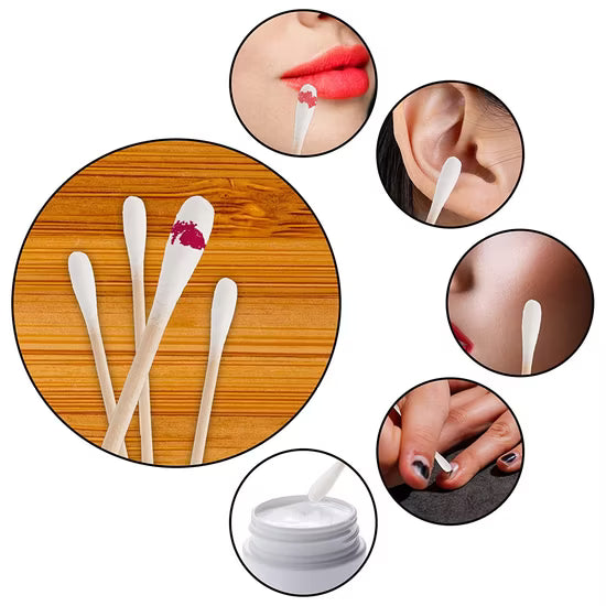 100pcs Wooden Stick Cotton Buds