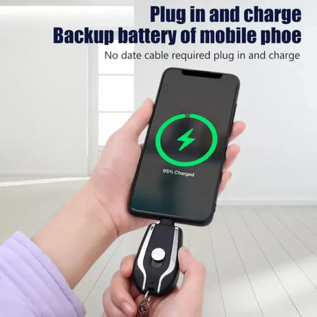 Mini Portable Keychain I Phone Charger For Emergency Power Charge with 1500mAh Powerful Battery