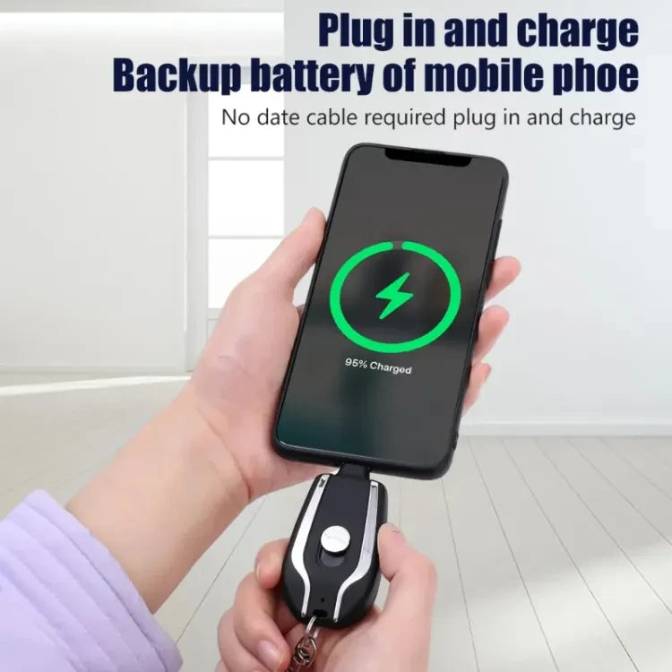 Mini Portable Keychain I Phone Charger For Emergency Power Charge with 1500mAh Powerful Battery