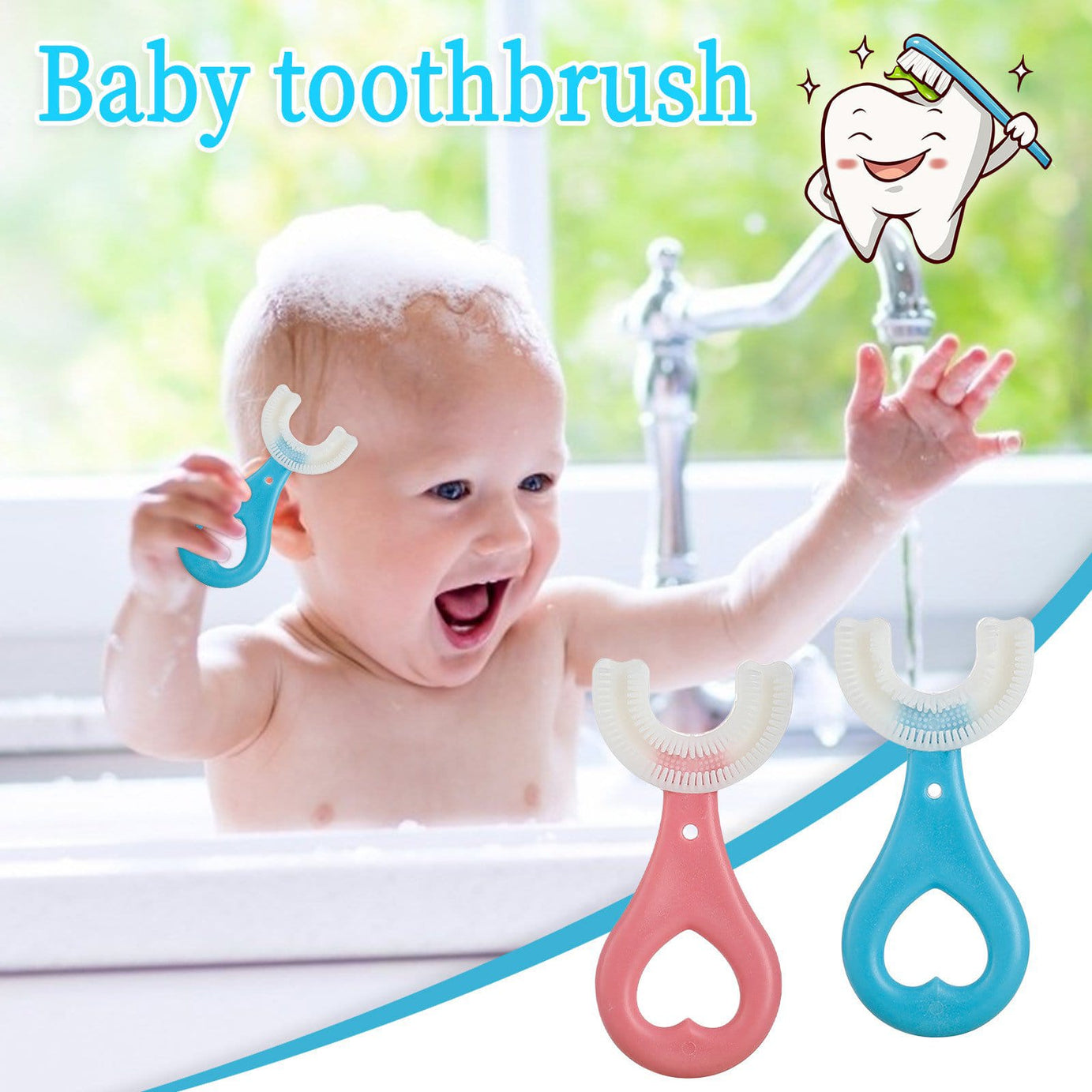 U Shaped Silicon Toothbrush for kids with Soft Bristle 360 Degrees
