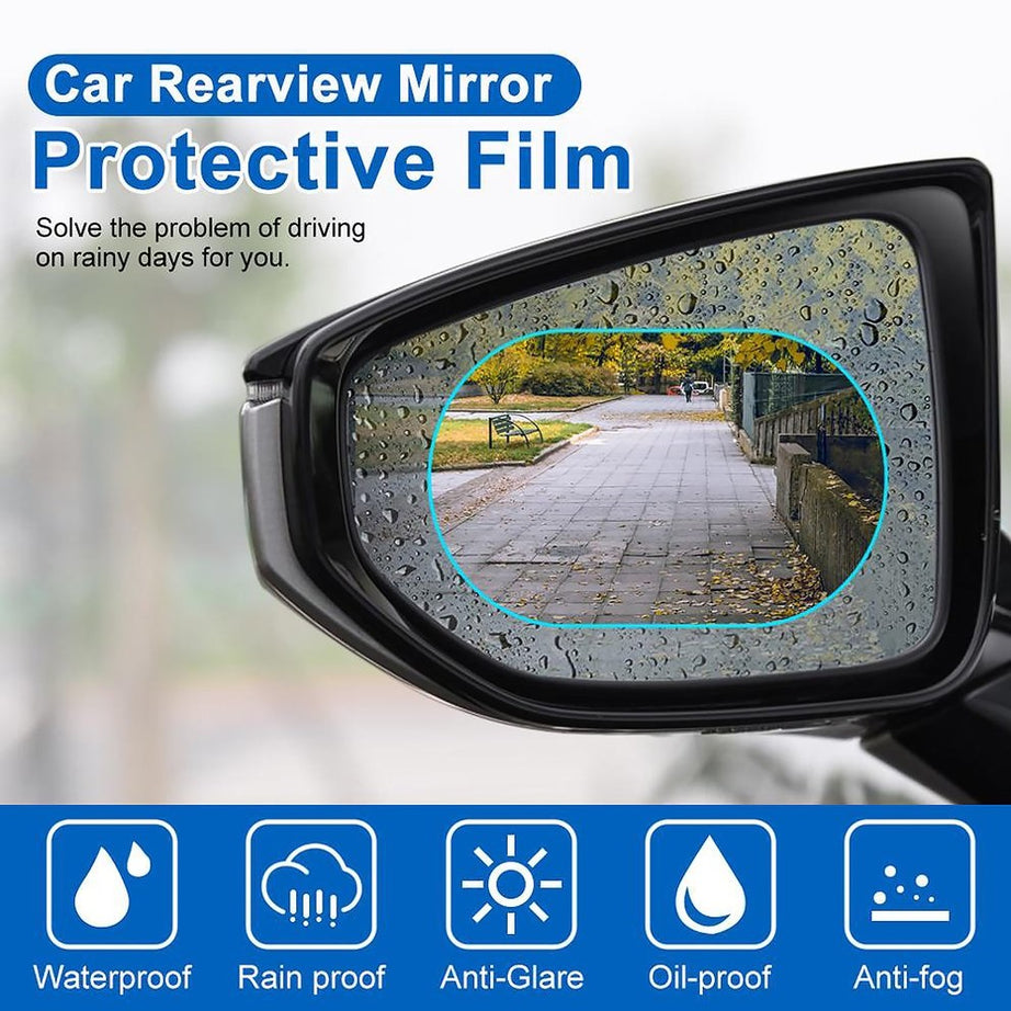 (Pack of 4) Water And Rain Proof Antilog Film For Car Mirror