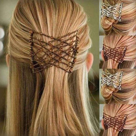 (Pack of 3) Creative Magic Hair Comb Elastic Rope Disc Clip Headwear Fashion For Women