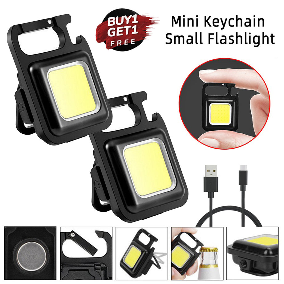 Buy 1 Get 1 Free Offer - Powerful Rechargeable COB LED Keychain Flashlight Rs 999