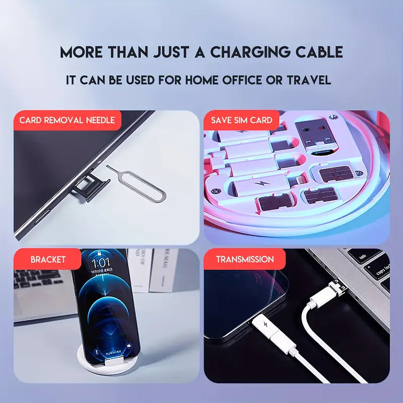 5 in 1 Portable Multifunctional 60W Charging Data Cable Set and Mobile Phone Holder Storage Box For All Devices