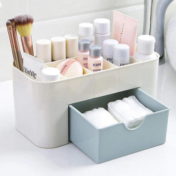 Multipurpose Storage Box/Organizer with Multi Sections and Drawer For Storage of Cosmetics Jewellery and Small Stationary Items