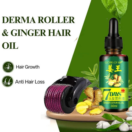 Imported Derma Roller Deep Penetrative & GINGER GERMINAL OIL for fast hair growth