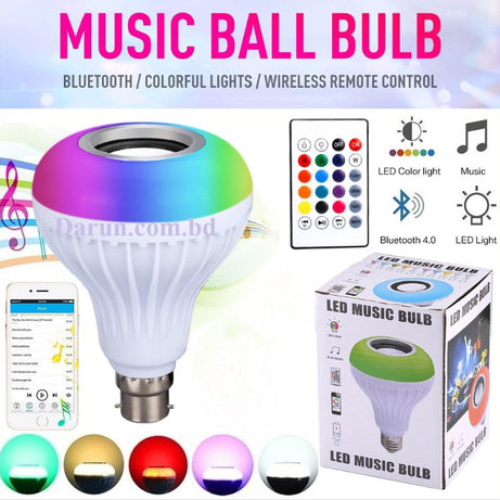 Rechargeable Bluetooth Led Music Light Bulb With Built-In Audio Speaker For Home, Bedroom, Living Room, Party Decoration