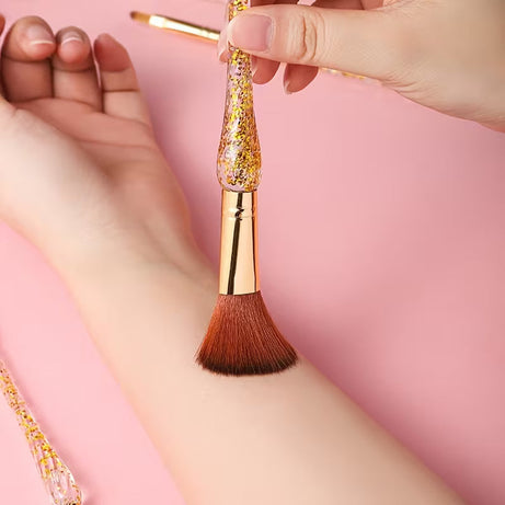 7 Pcs Professional Makeup Brush Set – Soft Bristles Pink Crystal Handle