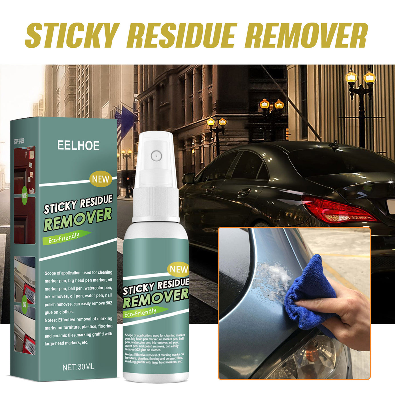 Sticker & Stain Remover Spray for Adhesive & Sticky Glue Residue Removal
