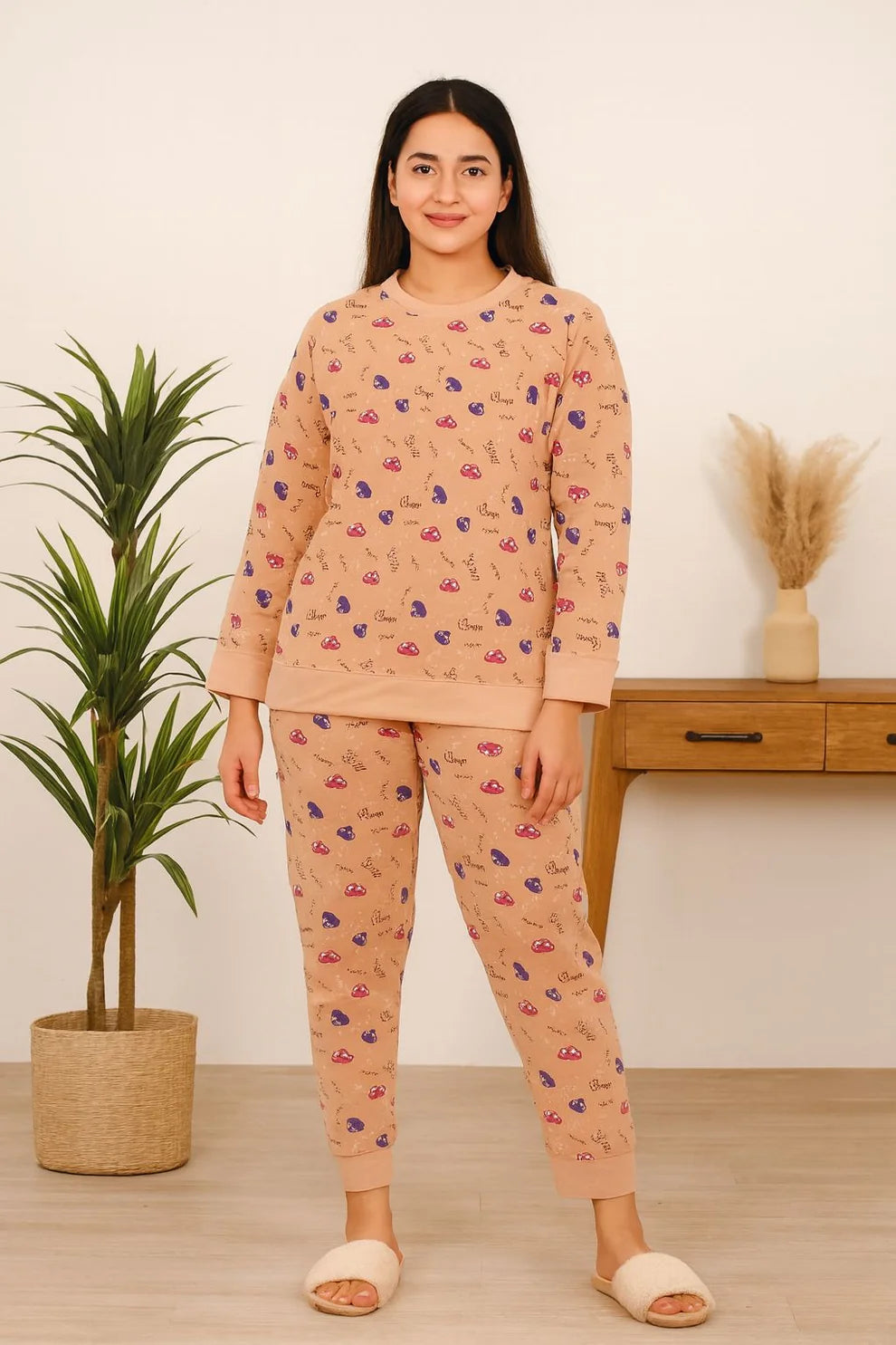 Winter Peach Clouds Sleep Co-Ord Set