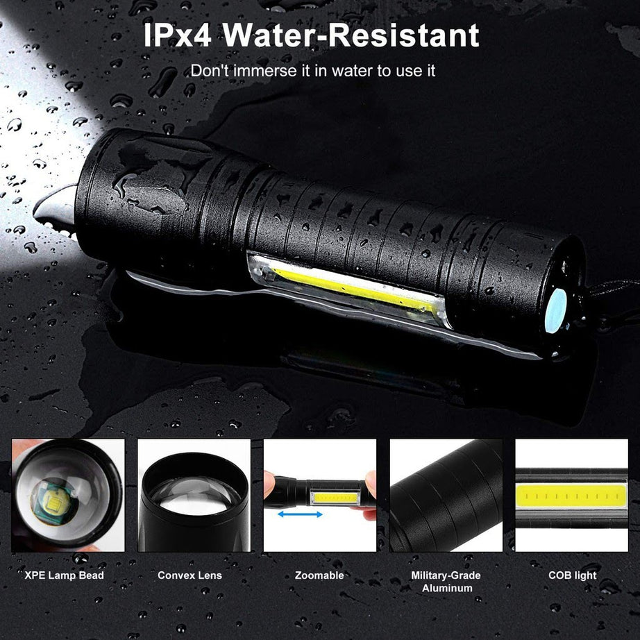 Rechargeable Water Resistant 3in1 Military Grade Emergency Light With Convex Adjustable Lens in Rs 999