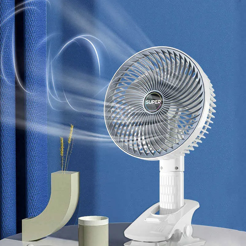 Portable USB Rechargeable Desk Fan with 3-Gears Function and Handheld Clipped and Low Noise