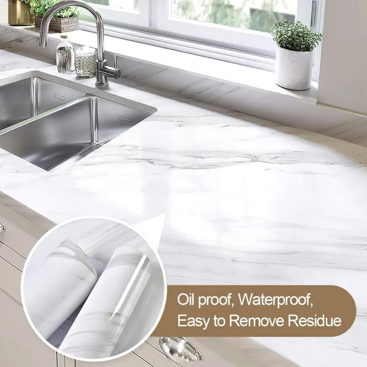 White Wall Paper Waterproof Heat Resistant Self Adhesive Anti Oil Kitchen Wallpaper Marble Sheet