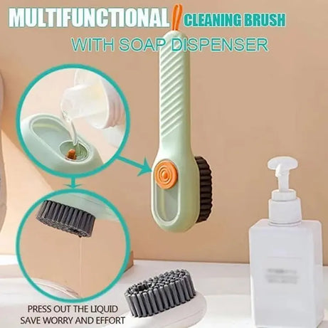 Multifunctional Liquid Cleaning Brush with Soap Dispenser for Cleaning Shoes Laundry Household Use Bathroom Kitchen