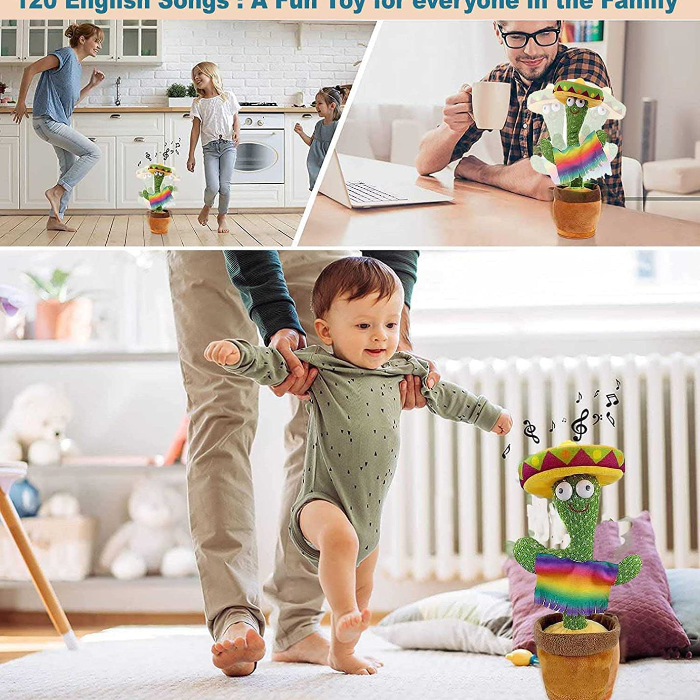 Dancing Shaking Cactus Toy with Recording and Singing of Songs