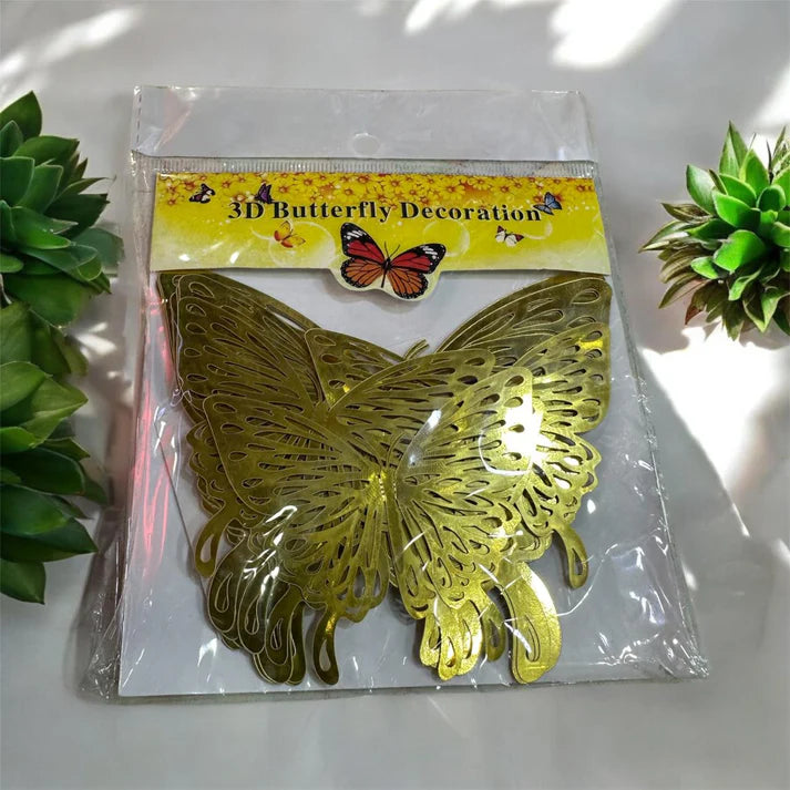 Golden Butterfly Stickers 12Pcs