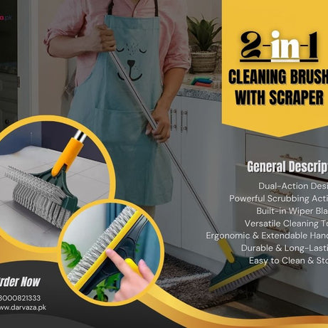 (Mega Sale) 2 in 1 Cleaning Brush Floor Scrub Broom Wiper Scraper