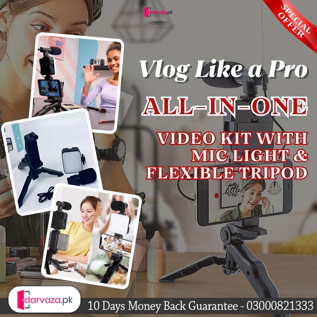 IMPORTED HIGH QUALITY SMARTPHONE VLOGGING KIT WITH TRIPOD AND LIGHT RS 2999