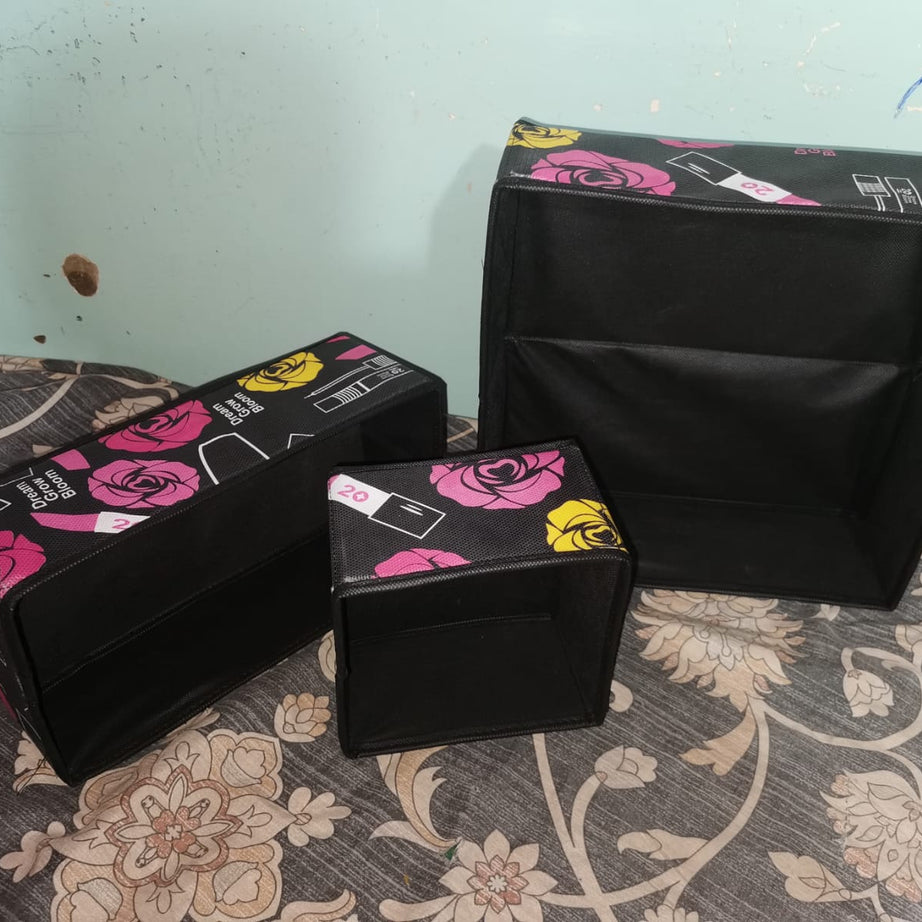 Storage Box Organizer Set of 3 for Wardrobe &amp; Dressers, Fabric Boxes, Foldable, Drawer Organizer, Drawer Box, Laundry Sorting
