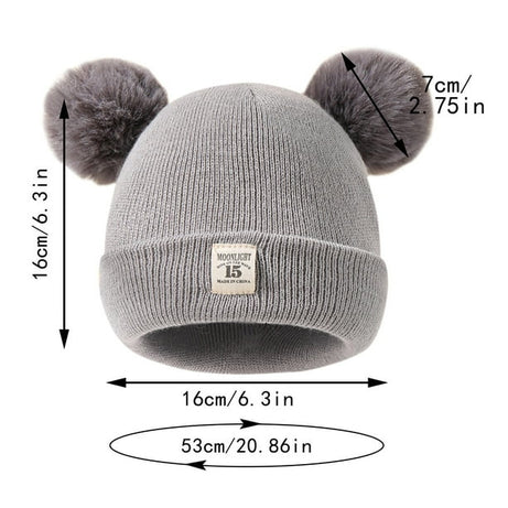Woolen Warm Double Pom Pom Cap Beanie Hat and Muffler Winter Accessories for Baby Boys and Girls