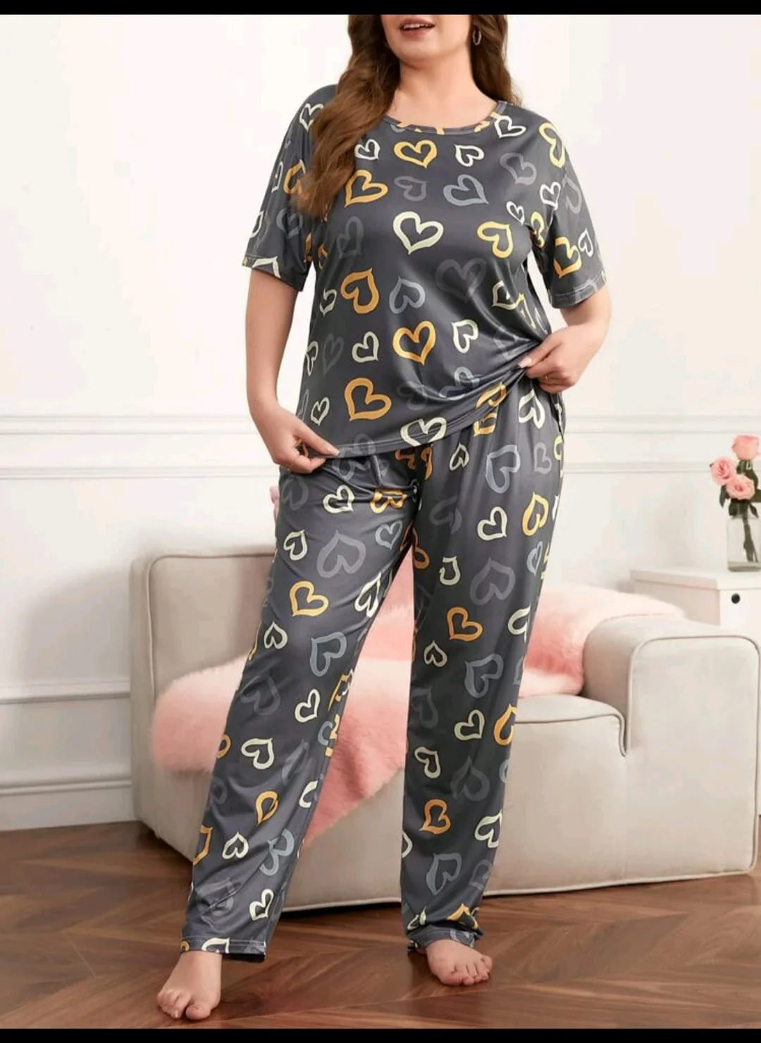 Multi Color Hearts on Gray Nightwear