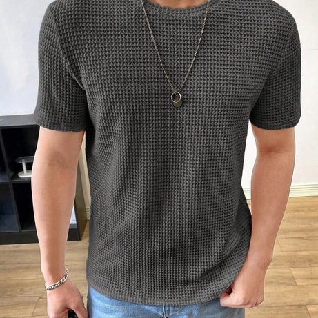 Waffle Knitted T-Shirt – CHARCOAL