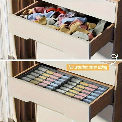 Foldable Underwear Socks Storage Box Organizer with Lids Closet Drawer Divider with 24 Compartments Cells