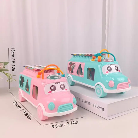 Durable Plastic Kids Cartoon Shape Bus Toy with Musicals Xylophone For 2 to 4 Years Plus Boys and Girls