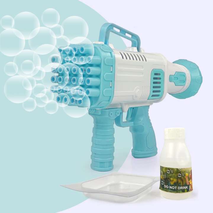Bazoka Bubble Blaster 32 Hole Electric Gatling Bubble Gun Machine For Kids Indoor Outdoor Toy
