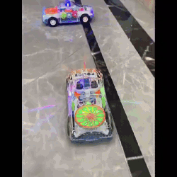 Desert Pickup Truck Transparent Gear Police Car Toy With Lights and Music For Kids