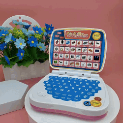 Portable Mini Cell Operated Fun Puzzle Learning Computer Laptop Toy with Educational Content For 3 Years Plus Kids