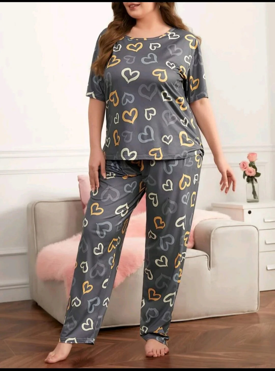 Multi Color Hearts on Gray Nightwear